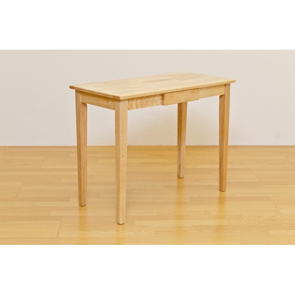 木製テーブル 〔長方形 90cm×45cm〕 引出し1杯付き ナチュラル 木目調 〔リビング/ダイニング/作業台〕〔代引不可〕の通販は