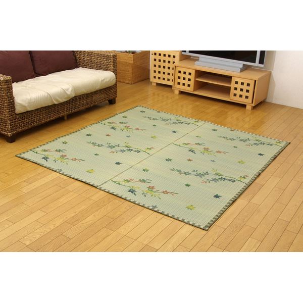 い草 花ござ/ラグマット 〔紅葉柄 江戸間3畳 約174×261cm〕 抗菌 防臭 調湿機能 丈夫 〔リビング ダイニング〕〔代引不可〕の通販は