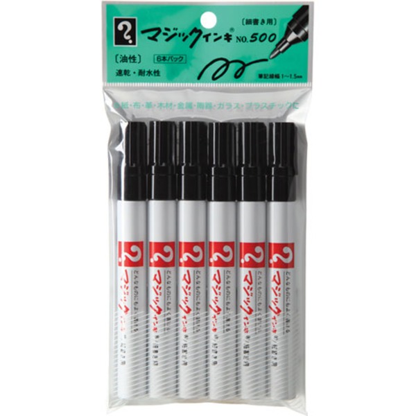 （まとめ）寺西化学工業 マジックインキ M500-T1-6P 細書 黒 6本 〔×5セット〕〔代引不可〕の通販は