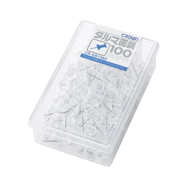 （まとめ） 画鋲 ダルマ画鋲100（徳用タイプ） CR-GB1080-T 透明 100本入 〔×10セット〕〔代引不可〕の通販は