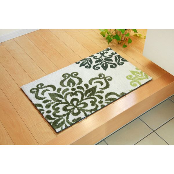 室内用 玄関マット/フロアマット 〔北欧調 グリーン 約45×75cm〕 防滑加工 マイクロファイバー 〔入口 リビング〕〔代引不可〕の通販は 5,990円