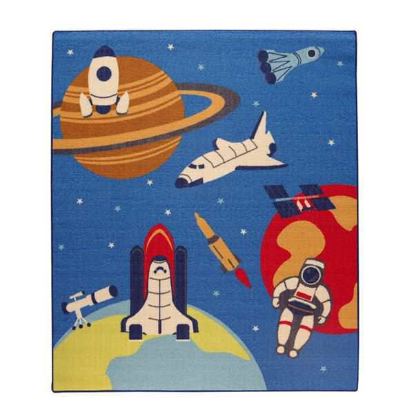 子供用 デスクマット/デスクカーペット 〔宇宙柄 ブルー 110×133cm〕 裏面：不織布 防傷仕様 〔子供部屋 学習机 勉強机〕〔代引不可〕の通販は 6,000円