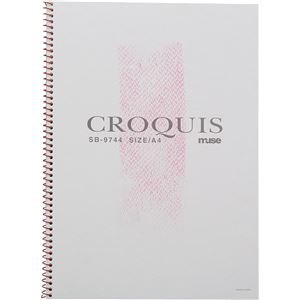 (まとめ)アーテック Mu クロッキー用紙/スケッチブック 〔A4〕 本型 スプリング下敷き付き SB-9744 レッド 〔×15セット〕〔代引不可〕