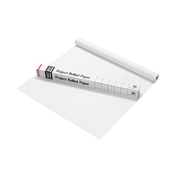 （まとめ） オキナ プロジェクトロール 788×30m巻 50mm方眼 白 PR5WH 1本 〔×2セット〕〔代引不可〕の通販は 9,470円