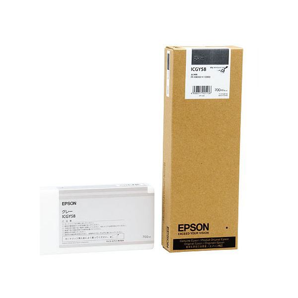 （まとめ） エプソン EPSON PX-P／K3インクカートリッジ グレー 700ml ICGY58 1個 〔×3セット〕〔代引不可〕