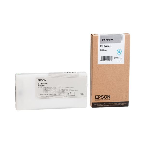 （まとめ） エプソン EPSON インクカートリッジ ライトグレー 200ml ICLGY63 1個 〔×3セット〕〔代引不可〕