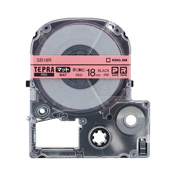 (まとめ) キングジム テプラ PRO テープカートリッジ マットラベル 18mm 赤(薄紅)/黒文字 SB18R 1個 〔×4セット〕〔代引不可〕の通販は