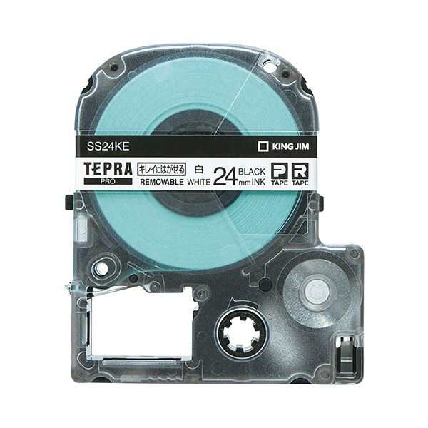 (まとめ) キングジム テプラ PRO テープカートリッジ キレイにはがせるラベル 24mm 白/黒文字 SS24KE 1個 〔×4セット〕〔代引不可〕の通販は