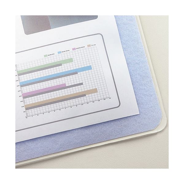 （まとめ） TANOSEE 再生透明オレフィンデスクマット ダブル（下敷付） 1190×690mm ライトブルー 1枚 〔×5セット〕〔代引不可〕の通販は