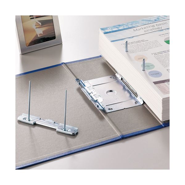 （まとめ） TANOSEE 両開きパイプ式ファイルV A4タテ 800枚収容 背幅95mm 青 1冊 〔×10セット〕 代引不可