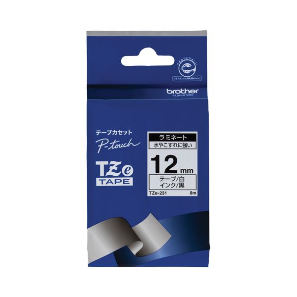 （まとめ） ブラザー BROTHER ピータッチ TZeテープ ラミネートテープ 12mm 白／黒文字 TZE-231 1個 〔×4セット〕〔代引不可〕の通販は