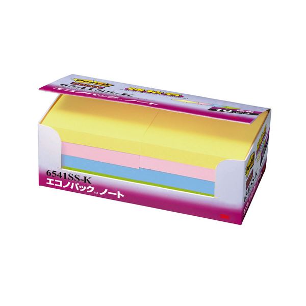 （まとめ） 3M ポストイット エコノパック 強粘着ノート 75×75mm パステルカラー4色 6541SS-K 1パック（10冊） 〔×2セット〕〔代引不可〕の通販は 6,914円