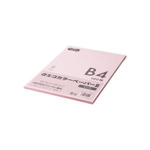 まとめ） TANOSEE αエコカラーペーパーII B4 ピンク 少枚数パック 1冊