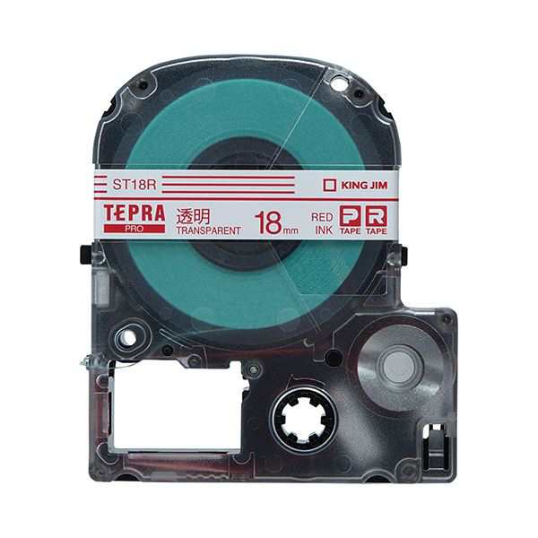 （まとめ） キングジム テプラ PRO テープカートリッジ 18mm 透明／赤文字 ST18R 1個 〔×4セット〕〔代引不可〕の通販は
