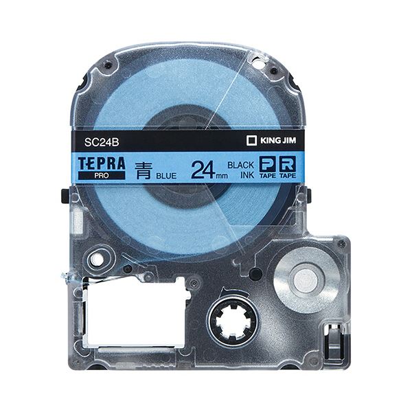 （まとめ） キングジム テプラ PRO テープカートリッジ パステル 24mm 青／黒文字 SC24B 1個 〔×4セット〕〔代引不可〕の通販は