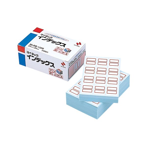 (まとめ) ニチバン マイタック インデックス ブンボックス 中 23×29mm 赤枠 業務用パック MLBB-132R 1パック(2400片：12片×200シート) 〔×3セット〕〔代引不可〕の通販は 8,265円