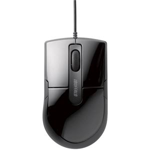 (まとめ) バッファロー 有線BlueLEDマウス 静音 3ボタン Mサイズ ブラック BSMBU26SMBK 1個 〔×3セット〕〔代引不可〕