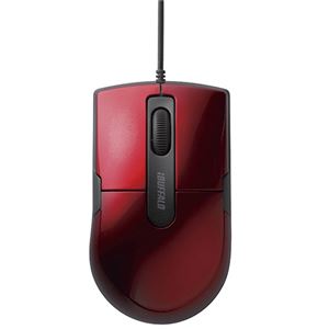 (まとめ) バッファロー 有線BlueLEDマウス 静音 3ボタンMサイズ レッド BSMBU26SMRD 1個 〔×3セット〕〔代引不可〕