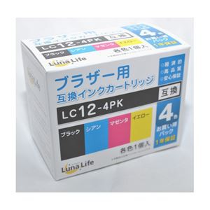 (まとめ)ワールドビジネスサプライ 〔Luna Life〕 ブラザー用 互換インクカートリッジ LC12-4PK 4本パック LN BR12/4P〔×3セット〕〔代の通販は