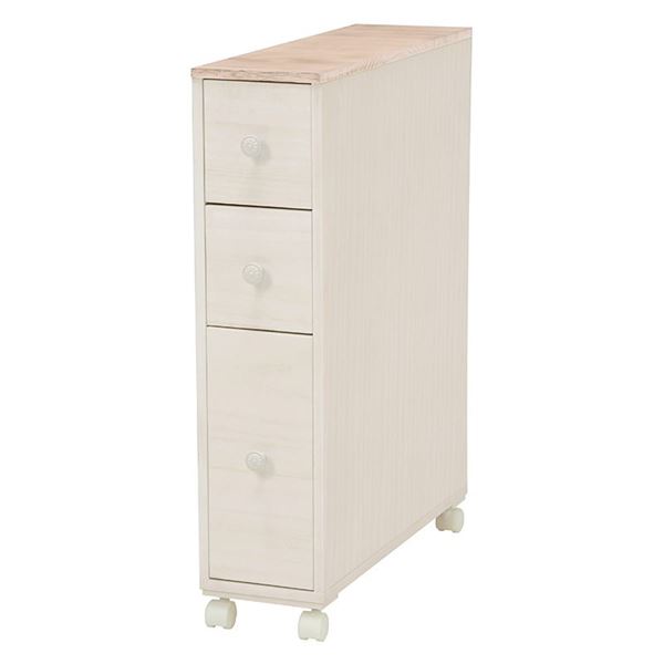 トイレラック トイレ収納 幅16cm ホワイト アンティーク調 木製 スリム キャスター付き お手洗い 店舗 オフィス 備品〔代引不可〕の通販は