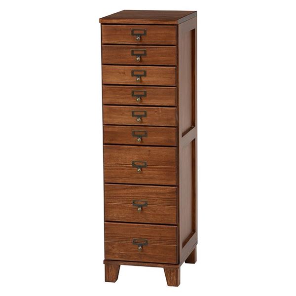 書類収納 収納ケース 9段 幅28cm ブラウン 木製 桐 ネーム入れ付き 脚付き リビング ダイニング 書斎 勉強部屋〔代引不可〕 26,550円