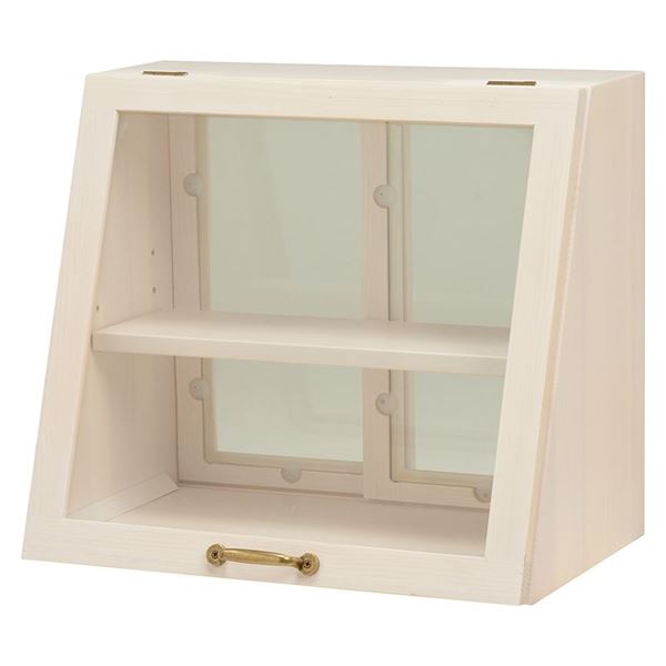 キッチン収納 調味料ラック 幅40cm×高さ35cm ホワイト取っ手 引き戸付き 木製 カウンター上 ガラスケース キッチン 台所〔代引不可〕の通販は