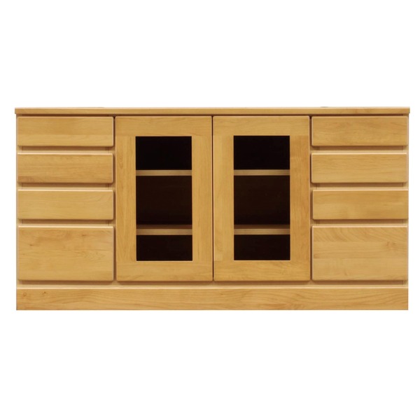 ローボード テレビ台 4段 約幅120cm ナチュラル 木製 扉収納付き 日本製 リビング ダイニング 完成品 開梱設置〔代引不可〕〔代引不可〕の通販は