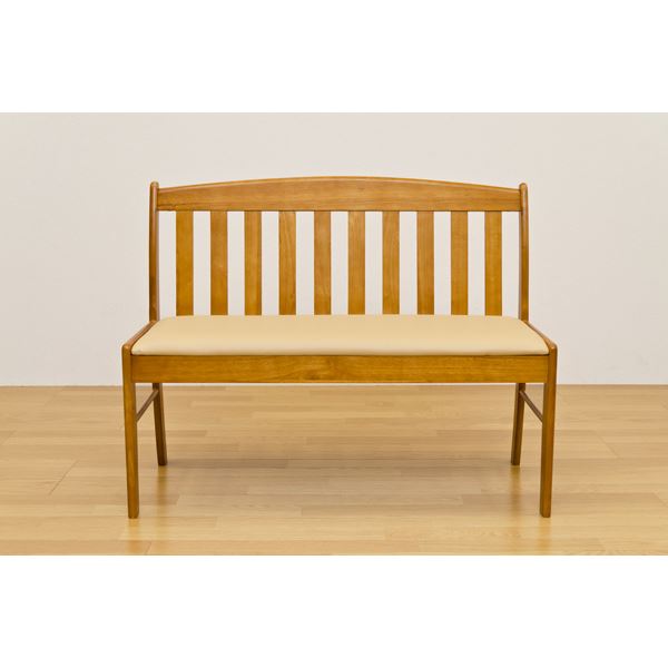 ダイニングベンチチェア 〔背もたれあり/幅102cm〕 張地：合成皮革(合皮) ライトブラウン 『コローナ』 脚裏フェルト付き〔代引不可〕の通販はダイニングチェア