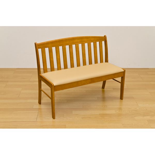 ダイニングベンチチェア 〔背もたれあり/幅102cm〕 張地：合成皮革(合皮) ライトブラウン 『コローナ』 脚裏フェルト付き〔代引不可〕の通販は