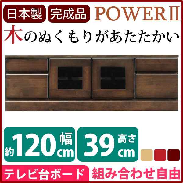 ローボード テレビ台 2段 約幅120cm ダークブラウン 木製 扉収納付き 日本製 リビング ダイニング 完成品 開梱設置〔代引不可〕〔代引不