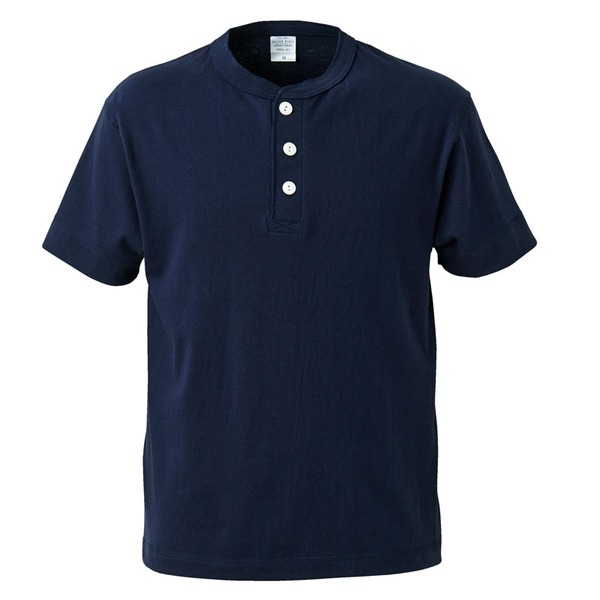 アウトフィットに最適ヘビーウェイト5.6オンスセミコーマヘンリーネック Tシャツ2枚セット ネイビー+ブラック S〔代引不可〕の通販は