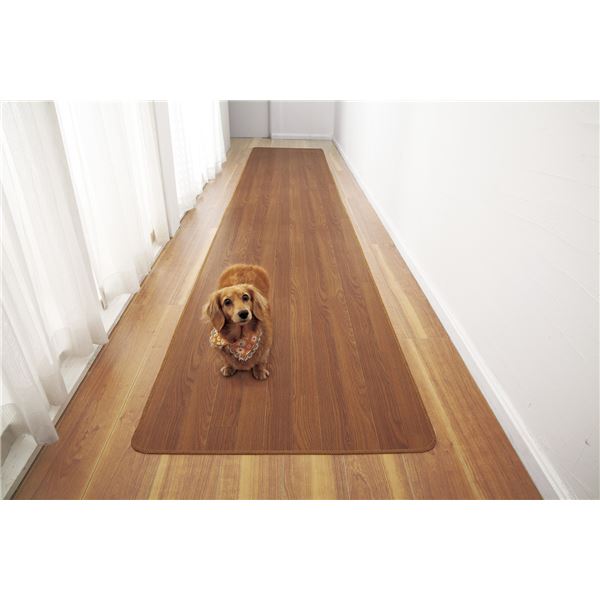 木目調廊下敷きブラウン 80×340cm〔代引不可〕の通販は