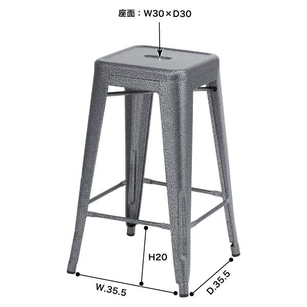 カウンターチェア ハイチェア 幅41cm ブラック 4脚セット スチール製 スタッキング可 クレールハイスツール リビング〔代引不可〕 スツール（背もたれなし）