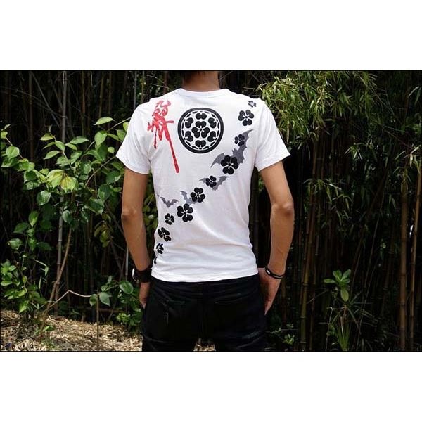 戦国武将Tシャツ 〔長宗我部元親 七つ方喰〕 Mサイズ 半袖 ホワイト(白) 〔Uネック おもしろ〕〔代引不可〕の通販は