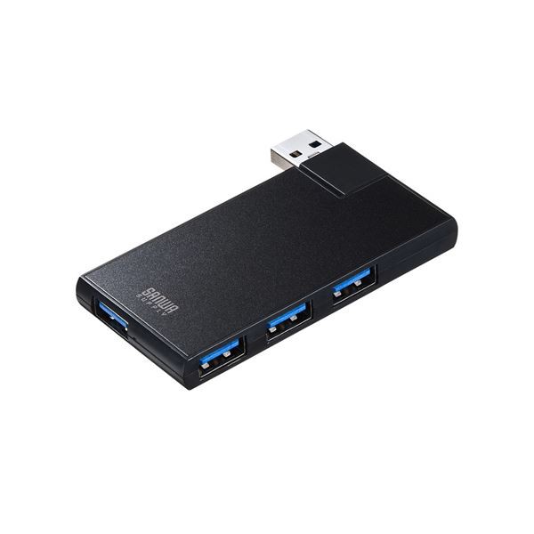 (まとめ)サンワサプライ USB3.04ポートハブ USB-3HSC1BK〔×2セット〕〔代引不可〕