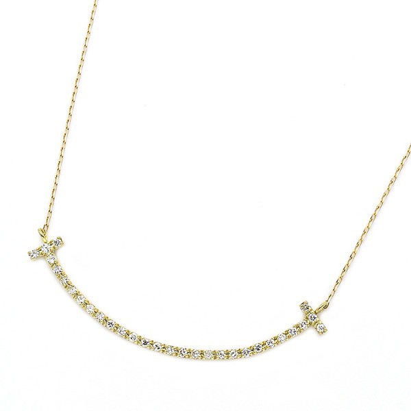 ダイヤモンド ネックレス K18 イエローゴールド 0.2ct スマイリー ダイヤネックレス シンプル ペンダント〔代引不可〕の通販は