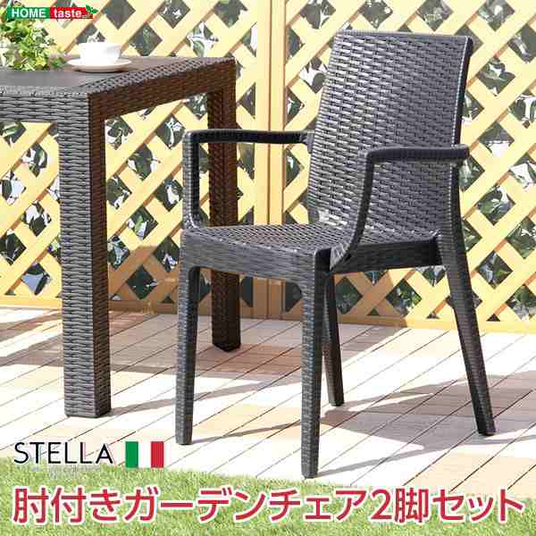 ガーデン パーソナルチェア 2脚セット 〔肘付き ブラック〕 幅約54cm 洗える プラスチック 〔店舗〕〔代引不可〕の通販は 20,206円