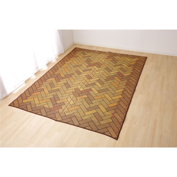 日本製 い草 ラグマット/絨毯 〔約2畳 正方形 ブラウン 約191×191cm〕 裏：ウレタン 抗菌 防臭 消臭 調湿 〔リビング〕〔代引不可〕の通販は