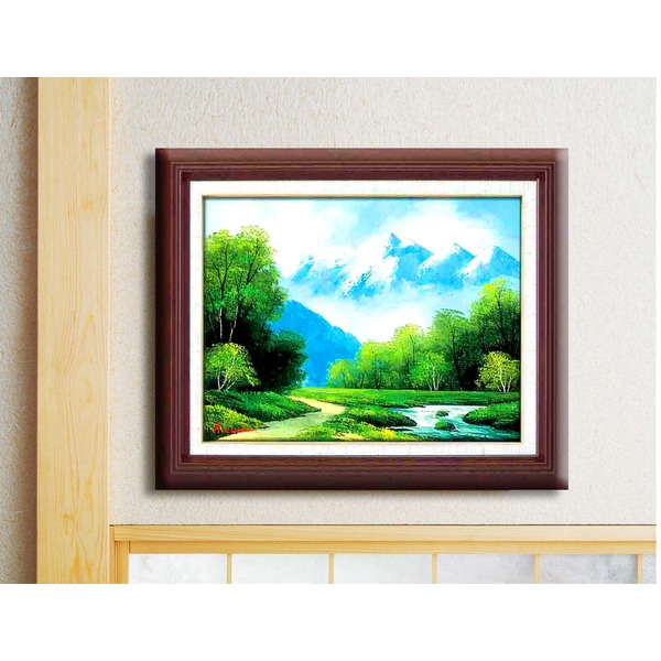 油絵額 フレームセット オンタケF6号 工藤昭重 「奥入瀬川」 433×525