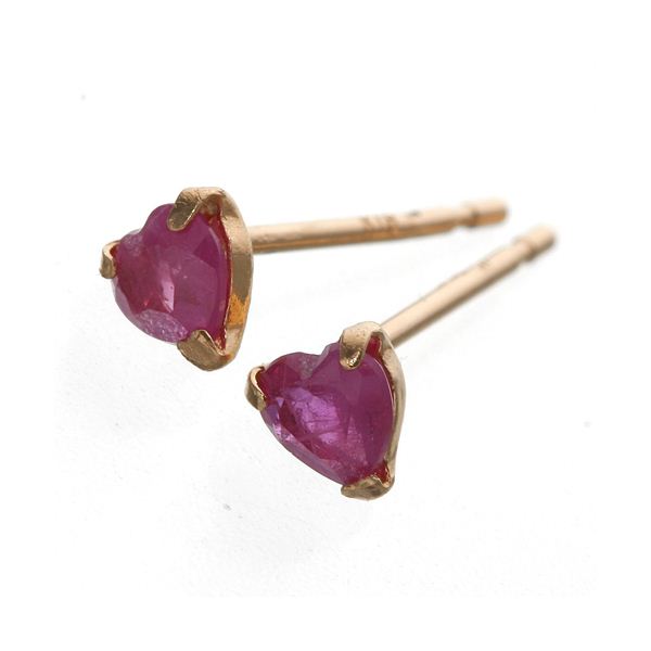 ピアス シンセティックルビー K18 ピンクゴールド 約5mm 高品質 シリコン製ダブルロックキャッチ仕様 一粒留 シンセティック ルビー フープピアス レディース ピンクゴールド 加工