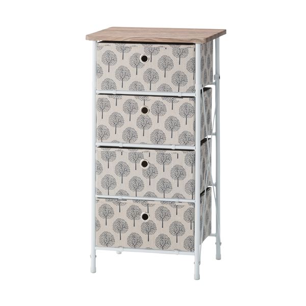 チェスト タンス 幅40cm 4段 ベージュ 脚付き スチールフレーム 柄 簡単組立 ベッドルーム 寝室 リビング ダイニング〔代引不可〕の通販は 8,213円