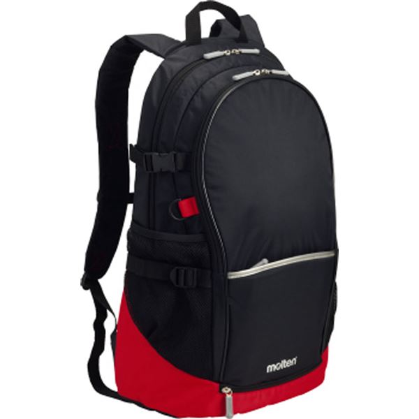 〔モルテン Molten〕 バックパック/スポーツバッグ 〔ブラック×レッド 40L〕 幅35cm ボール シューズ収納ネット付き〔代引不可〕