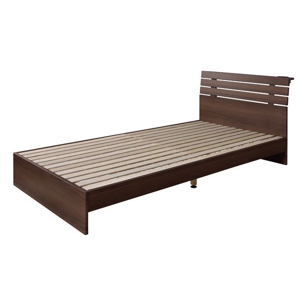 すのこベッド 幅100cm シングル ブラウン フレームのみ ヘッドボード 2口コンセント ベッドフレーム ベッドルーム 寝室〔代引不可〕の通販は