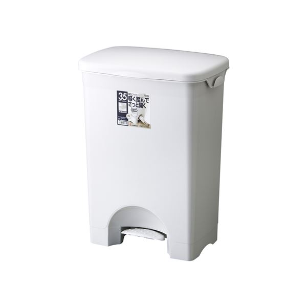 〔6セット〕 ペダル式 ゴミ箱/ダストボックス 〔35PS ワイド〕 グレー フタ付き 本体：PP 『HOME＆HOME』〔代引不可〕の通販は