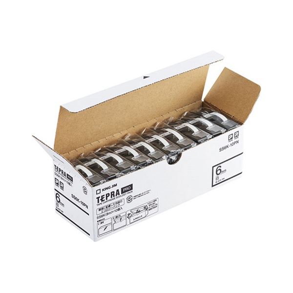 キングジム PROテープ エコパック 白ラベル 6mm 10個入 SS6K-10PN〔代引不可〕 その他文房具・事務用品