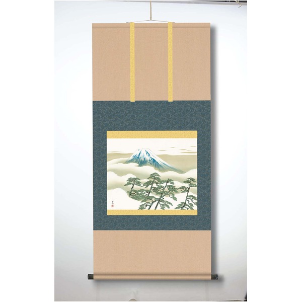 〔横山大観生誕150年〕富士図・富士絵画・高精彩特色技術絵 横山大観　霊峰富士掛軸(尺五)　松に富士〔代引不可〕の通販は