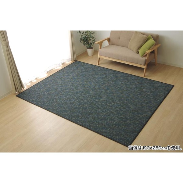 バンブー ラグマット/絨毯 〔ブラック 約190×190cm〕 竹製 無地 抗菌作用 高耐久性 〔リビング〕〔代引不可〕の通販は