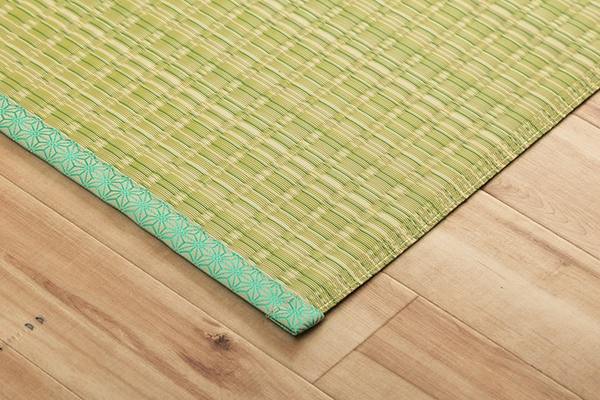 い草風 ラグマット/絨毯 〔グリーン 江戸間10畳 約435cm×352cm〕 洗える 日本製 防ダニ PPカーペット 〔リビング〕〔代引不可〕の通販は