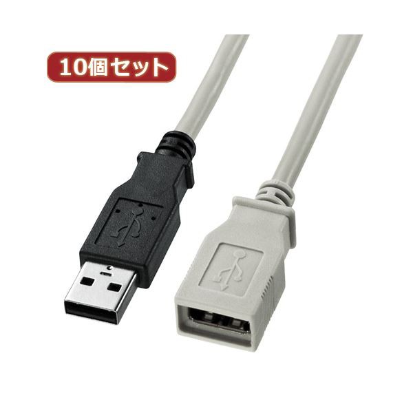 10個セット サンワサプライ USB延長ケーブル KU-EN1K KU-EN1KX10〔代引不可〕