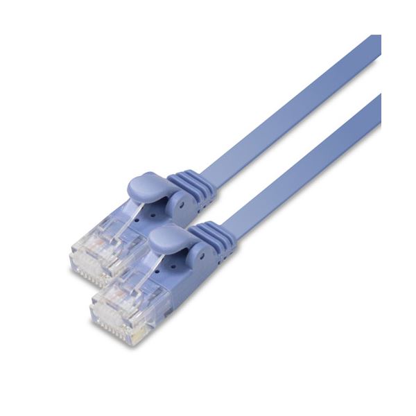 （まとめ） エレコム LANケーブル／CAT6／フラット／1m／ブルー LD-GF2／BU1 〔×5セット〕〔代引不可〕の通販は